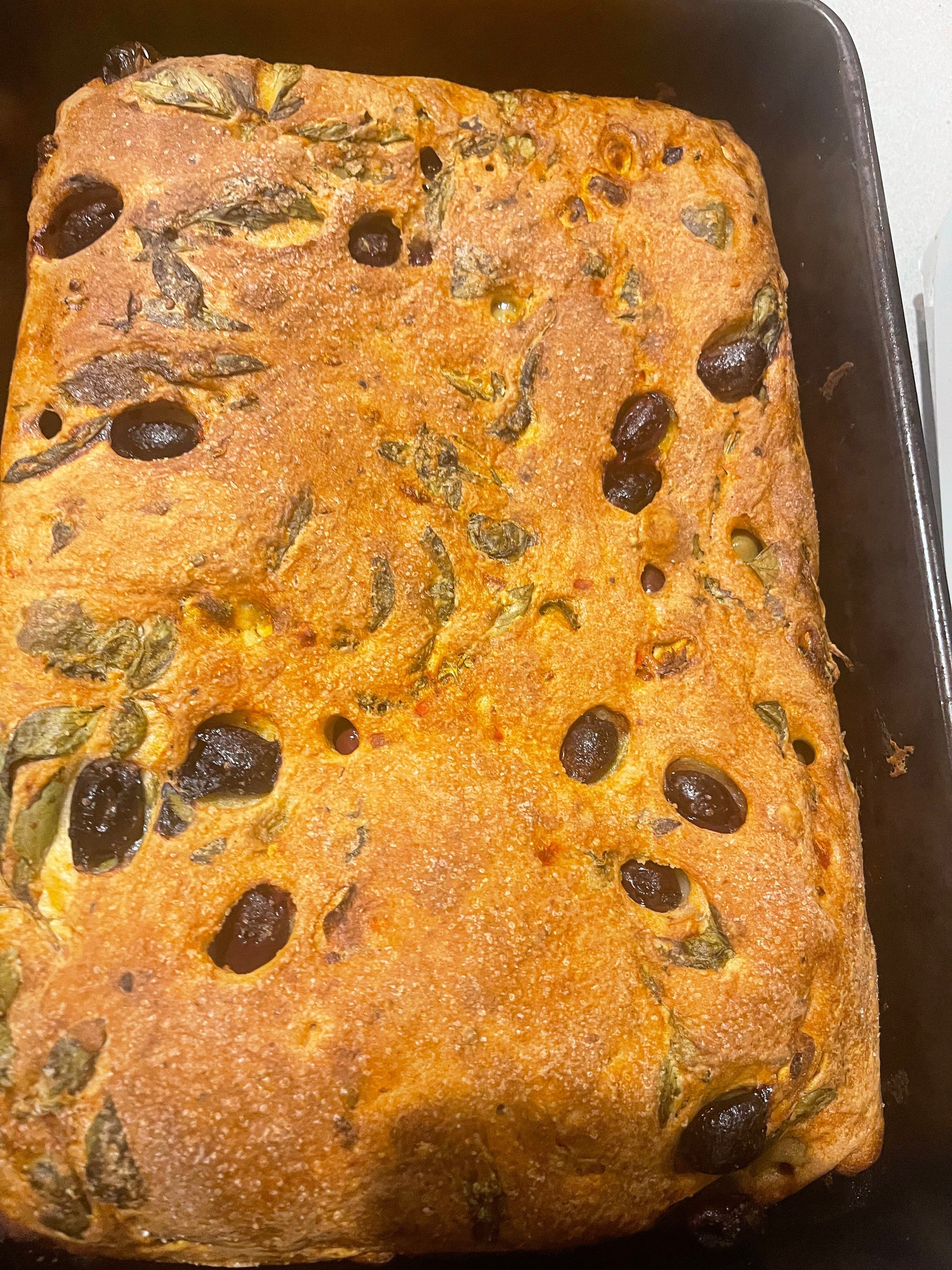 Olive Basil Chilli Focaccia